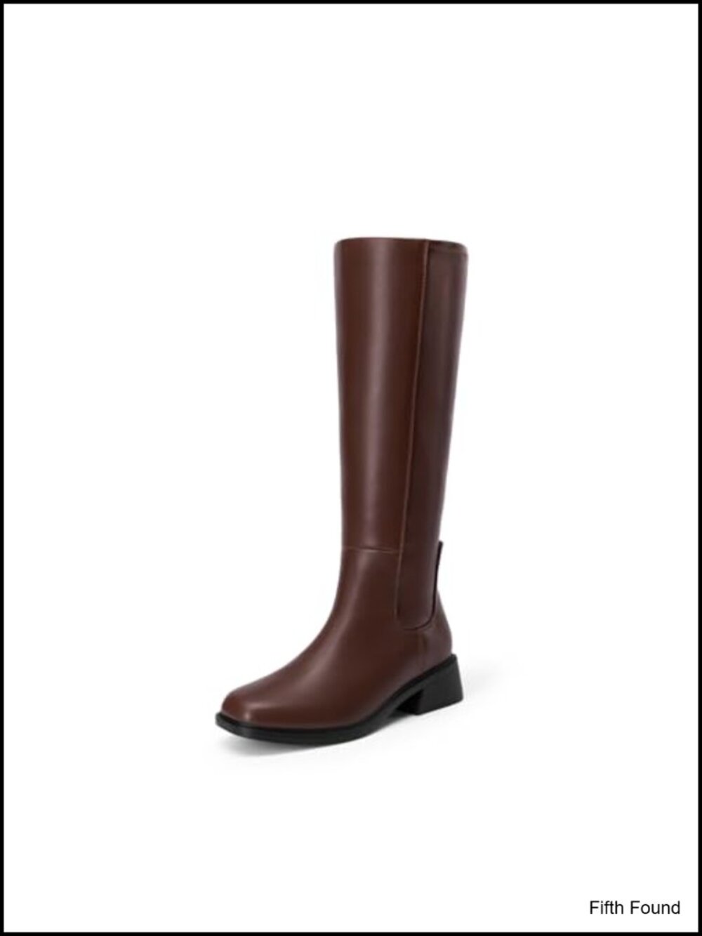 Knee High Riding Boots Square Toe Faux Leather Zip